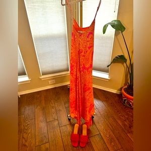 TRINA TURK GORGEOUS PAISLEY PRINT BRIGHT PINK/ORANGE DRESS SIZE 4!!💓